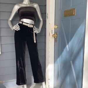 VINCE Black Silk Velvet High Rise Wide Leg Pants, 2